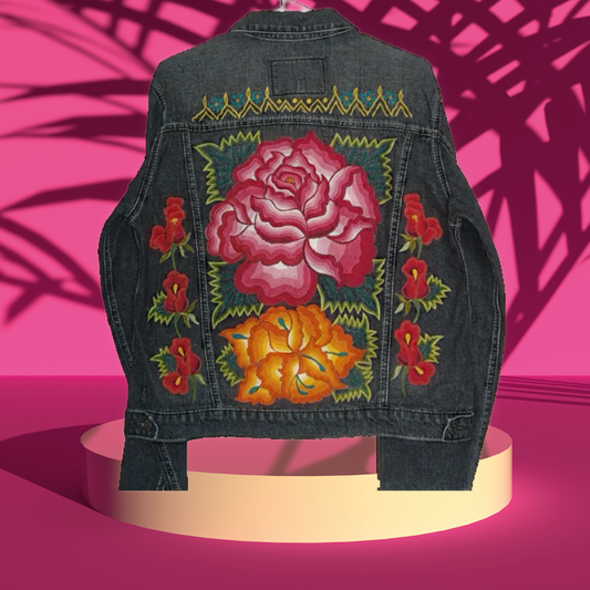 Embroidered Denim Jacket : Floral Duo 