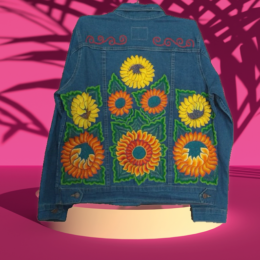Embroidered Denim Jacket : Daisies